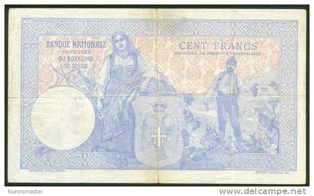 SERBIA , 100 DINARA IN SILVER 5.1.1905. , P-12a - Serbien