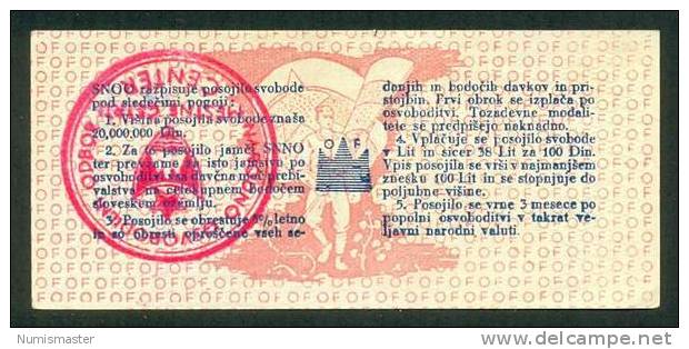 SLOVENIA , 100 LIRE ND (1944) , HANDSTAMP CENTER , PS-1112 , AUNC - Slowenien