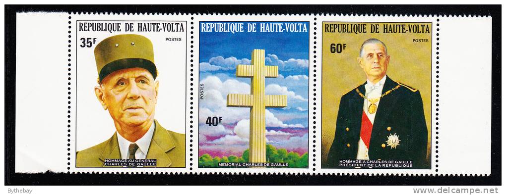 Upper Volta MNH Scott #327a Strip Of 3 Charles De Gaulle - Haute-Volta (1958-1984)