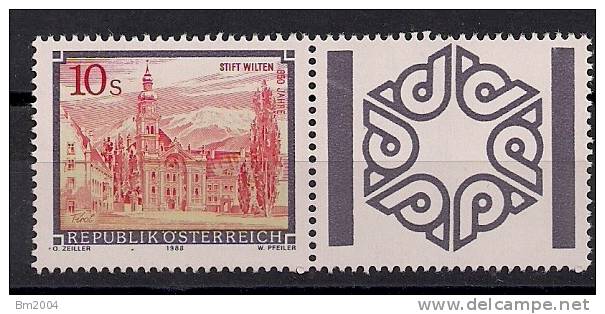 1988 Austria Mi. 1915  **MNH With Label Stifte Und Klöster In Österreich:  Stift Wilten - Unused Stamps