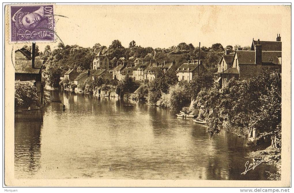 Postal FRESNAY Sur SARTHE (Sarthe) 1941. Le Bords Du Fleuve - La Fresnaye Sur Chédouet