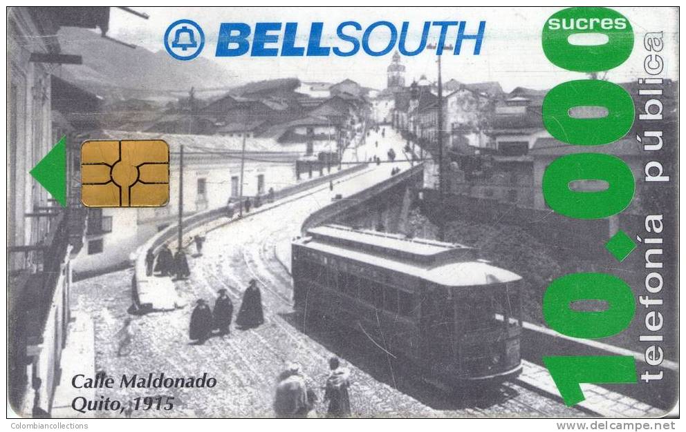 Lote TTE79, Ecuador, Tarjeta Telefonica, Phone Card, Bell South, Calle Maldonado, Used, Not Perfect Card - Equateur