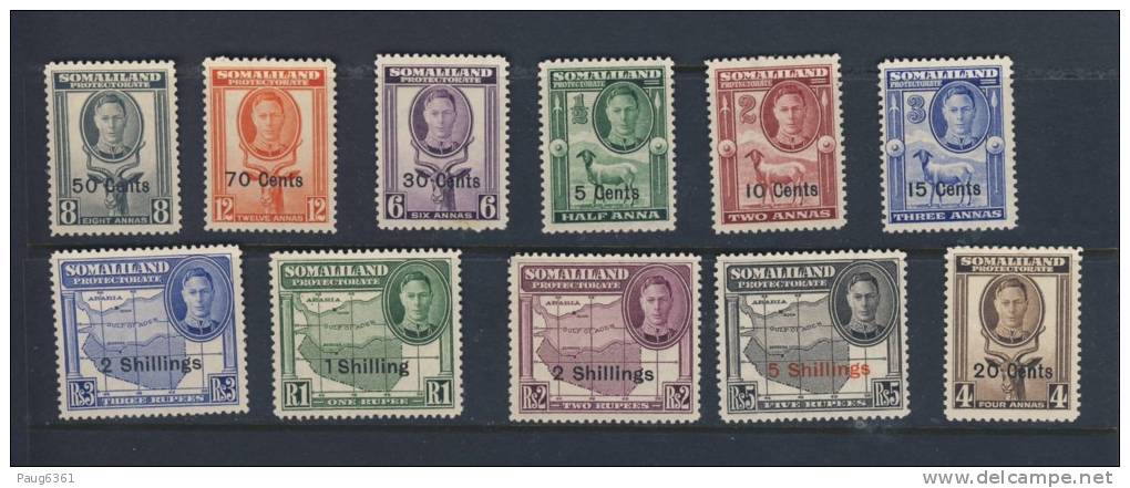 Somaliland 1951 YVERT  N°108/18 NEUF MLH* - Somalilandia (Protectorado ...-1959)