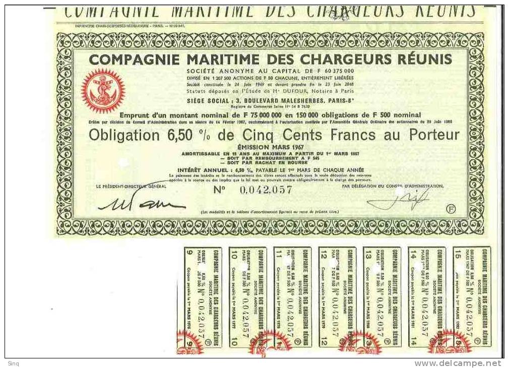 Compagnie Maritime Des Chargeurs Réunis 1er Mars 1967 - Navegación