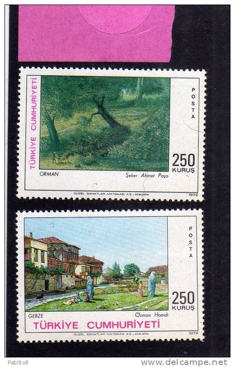 TURCHIA - TURKÍA - TURKEY 1972 PAINTINGS FORESTRY SEKER AHMET PACHA - GEBZE VILLAGE OSMAN HAMDI  - DIPINTI MNH - Neufs