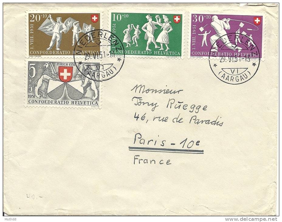 1951 PP Brief Nach Paris Von Niederlenz - Brieven En Documenten