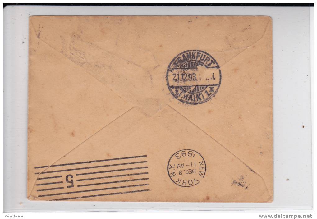 USA - 1893 - ENVELOPPE De EAST BUFFALO STAN Pour FRANKFURT (GERMANY) - Briefe U. Dokumente