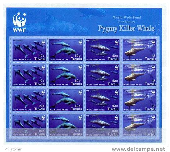 WWF - Tuvalu - Mi.Nr. 1307 / 1310 - "Zwerggrindwal" ** / MNH (4-er Kleinbogen / 4-set Sheet) - Unused Stamps