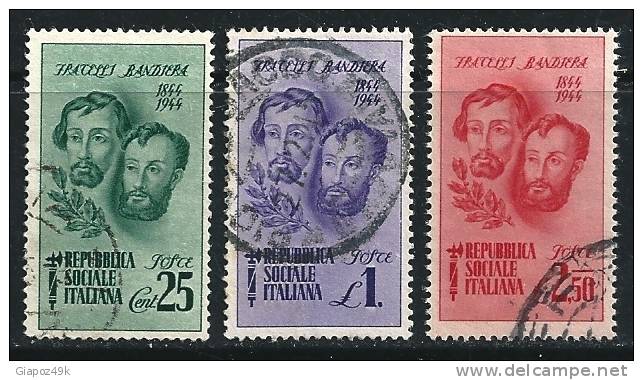 ● ITALIA - R.S.I. 1944 - F.lli BANDIERA - N.° 512 / 14 Usati Serie Completa - Cat. ? € - Lotto N. 1178 - Oblitérés