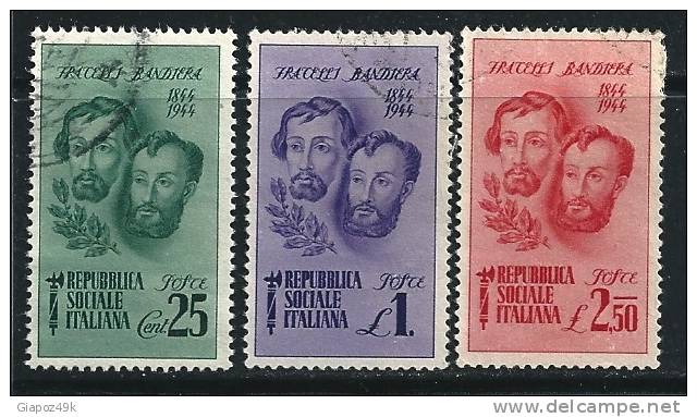 ● ITALIA - R.S.I. 1944 - F.lli BANDIERA - N.° 512 / 14 Usati Serie Completa - Cat. ? € - Lotto N. 1179 - Oblitérés