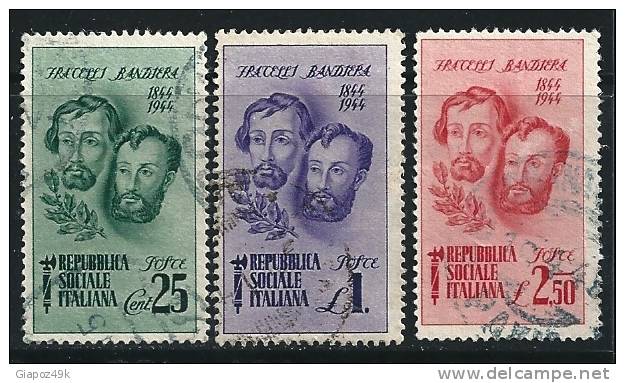 ● ITALIA - R.S.I. 1944 - F.lli BANDIERA - N.° 512 / 14 Usati Serie Completa - Cat. ? € - Lotto N. 1182 - Oblitérés