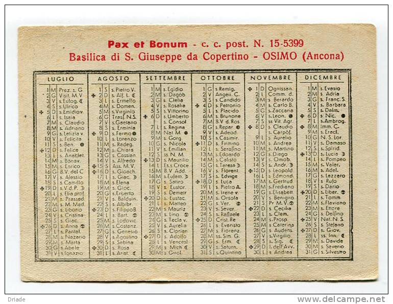 CALENDARIO BASILICA DI S. GIUSEPPE DA COPERTINO OSIMO ANCONA - Petit Format : 1941-60