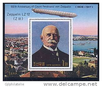 COREE NORD 2821/24 - 2825 Ferdinand Von Zeppelin - Zeppelines