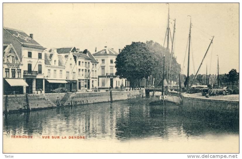 Dendermonde -  Zicht Op De Schelde - Binnenschip ( Verso Zien ) - Dendermonde