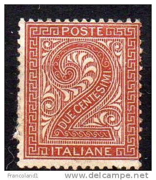 1863 Regno 2c Rosso Mattone N. 15 Y&amp;T N.13  Nuovo MH* - Ungebraucht