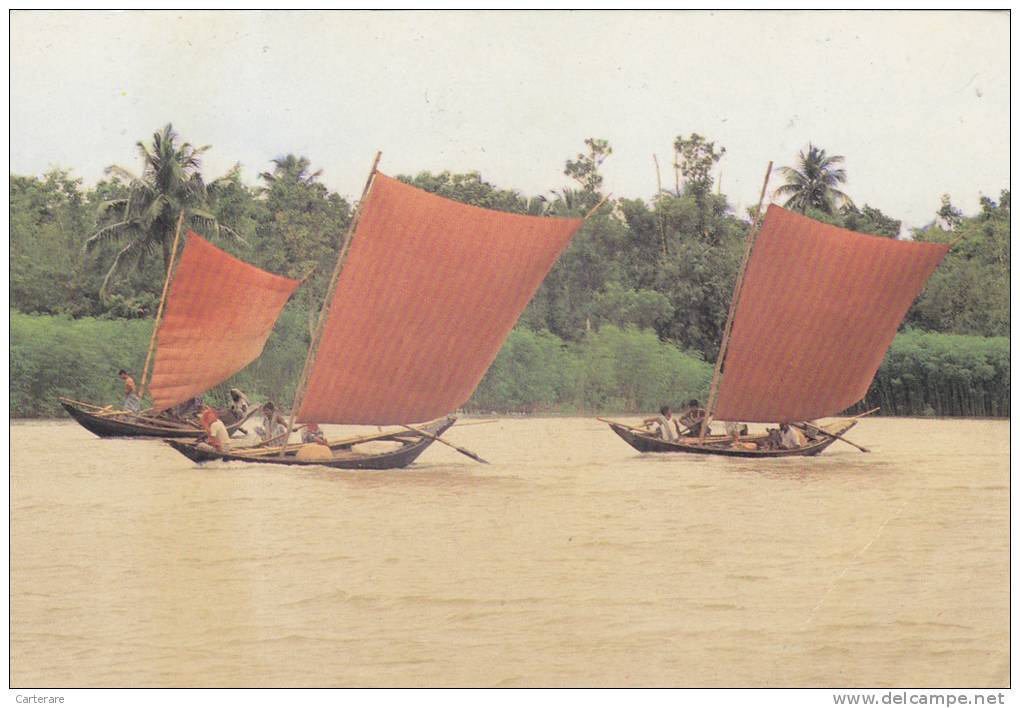 ASIE,ASIA,PAYS DU BENGALE,BANGLADESH,DACCA,DHAKA,RIVIERE BURIGANGA,voilier,peche,course - Bangladesch