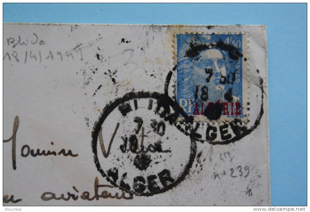 Lettre :Blida Alger C/C Negretti CTART Pr Marseille- Timbre  N°239 (Algérie Ex Colonie Française)18/04/1944 Guerre - Lettres & Documents