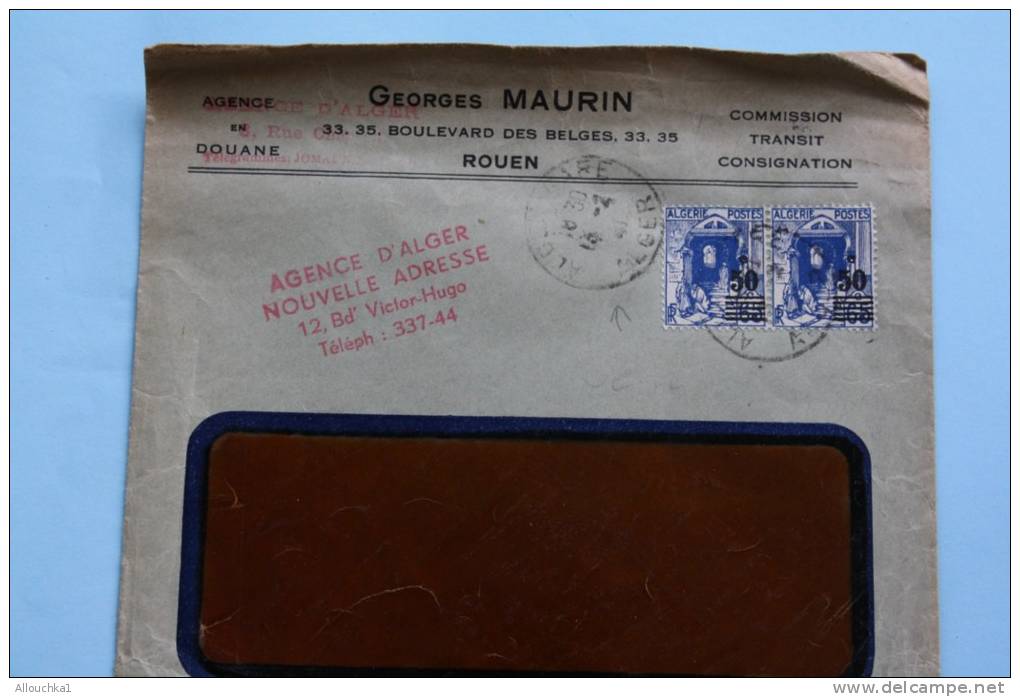 Lettre En Tête Maurin Agence En Douane:Alger Gare-Timbre N°surcharge (Algérie Ex Colonie Française)13/02/1941 Guerre - Brieven En Documenten