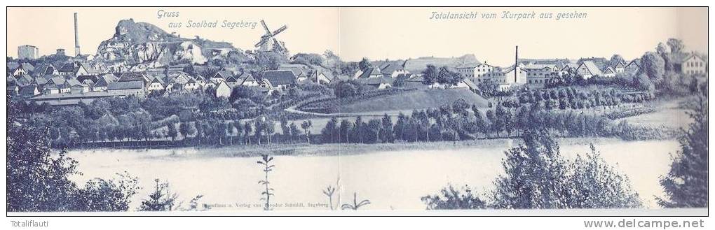 Bad Segeberg 3 Fach Klappkarte Blaudruck Windmühle Totalansicht Vom Kurpark Aus Gesehen Mill Molen 1899 - Bad Segeberg