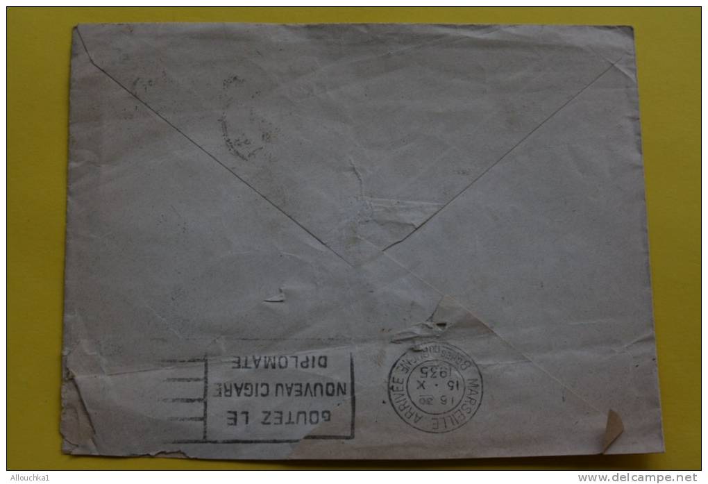 Lettre Par Avion ORAN Pr Marseille (Algérie Ex Colonie Française)14-10-1935 Flamme Verso Goûter Nouveau Cigare Diplomate - Briefe U. Dokumente