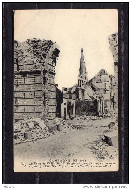 29825      Belgio,      Campagne  De  1914,  La  Porte  De  Termonde  Apres  L"Attaque  Allemande,  NV  (scritta) - Dendermonde