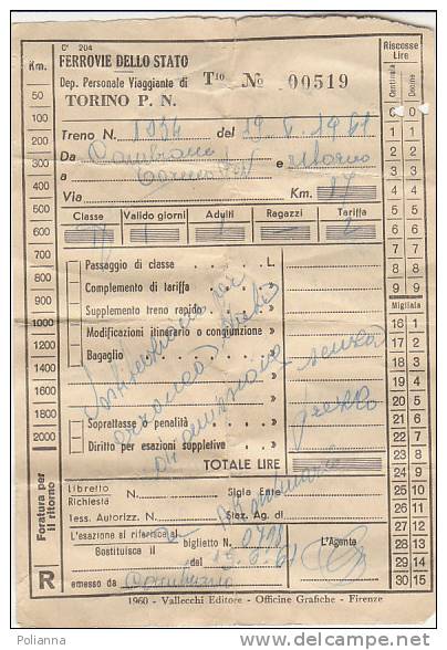 PO4129B# FERROVIE - LETTERA DI VETTURA TRENO - TRASPORTO - CAMBIANO 1961 - Europe