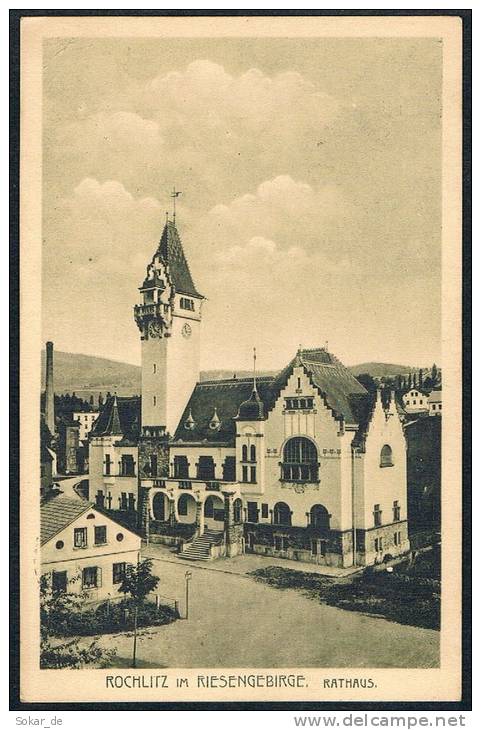 AK Rochlitz An Der Iser, Rokytnice Nad Jizerou, Riesengebirge, 1917 Sudetenland Böhmen Tschechien, Rathaus - Sudeten