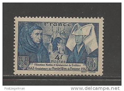 France 1943 Mint Hinged Stamp Nicolas Rolin And Guisine 4 Franc Nr. 596 - Unused Stamps