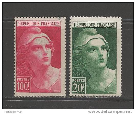 FRANCE 1945 Mint Hinged Stamp(s) Marianne 20 Franc And 100 Franc  Nr. 703+706 - 1945-54 Marianne De Gandon