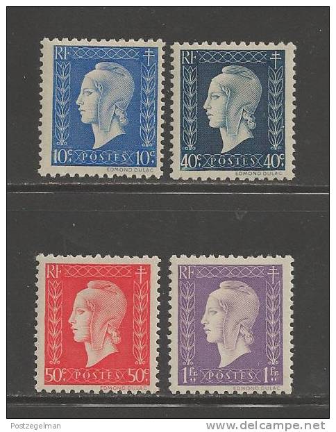 FRANCE 1944 Mint Hinged Stamp(s) Marianne 4 Values (serie Not Complete) Nrs. 709=716 - 1944-45 Marianne Van Dulac