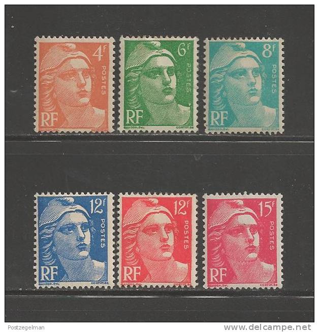 FRANCE 1947 Mint Hinged Stamp(s) Marianne, 6 Values Only Nrs. 789=805 - 1945-54 Marianne De Gandon