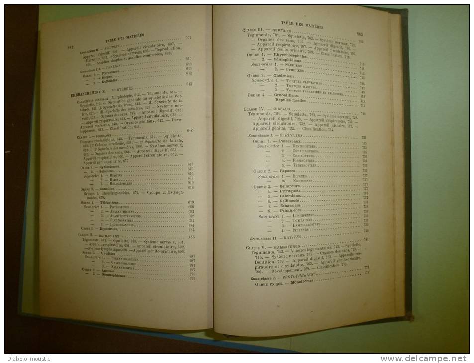 Cours élémentaire de ZOOLOGIE  avec 848 figures    par Rémy Perrier...éditeur Masson et Cie