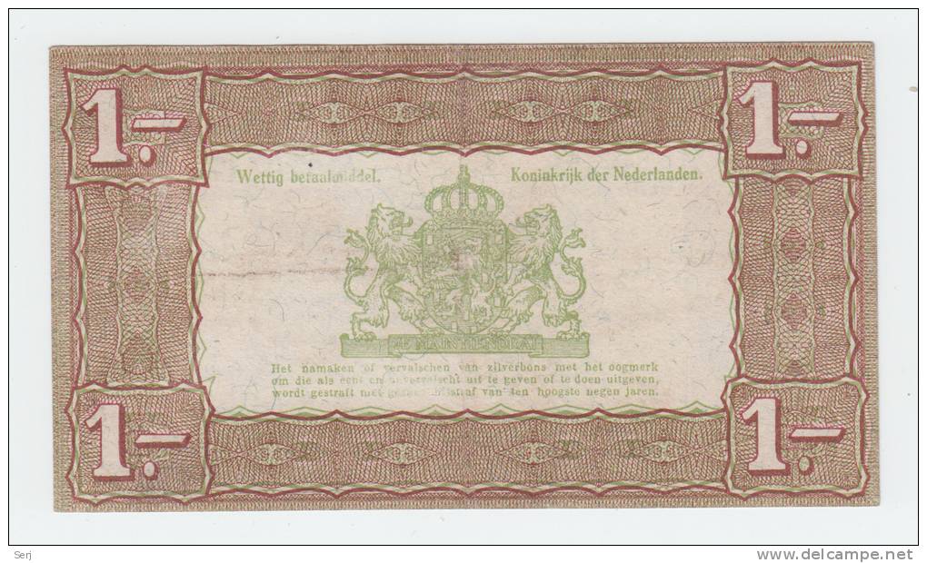 Netherlands 1 Gulden Zilverbon 1938 VF+ CRISP Banknote - 1 Florín Holandés (gulden)