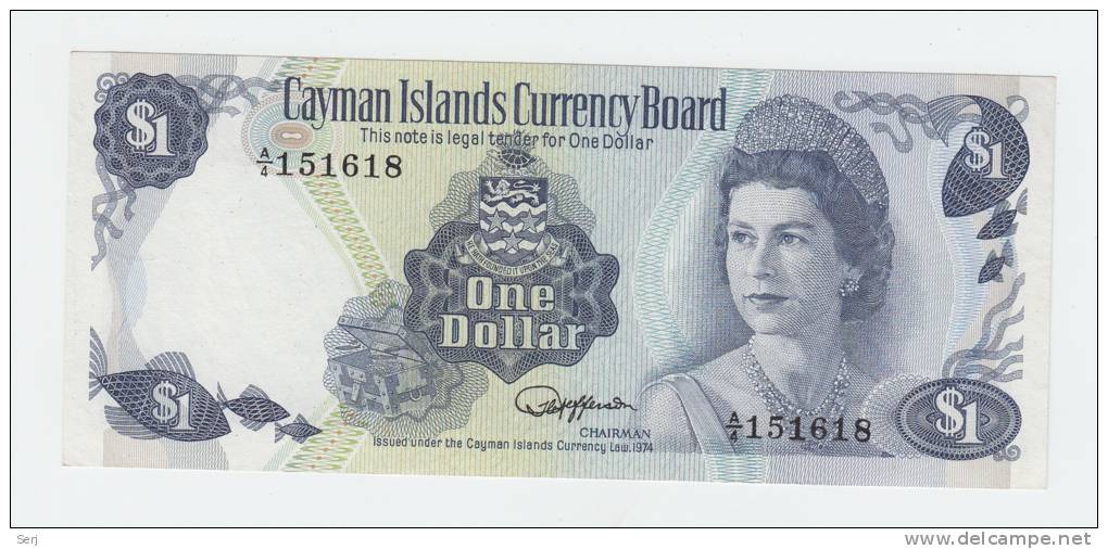 CAYMAN ISLANDS 1 Dollar 1974 XF P 5a 5 A (A/4) - Islas Caimán