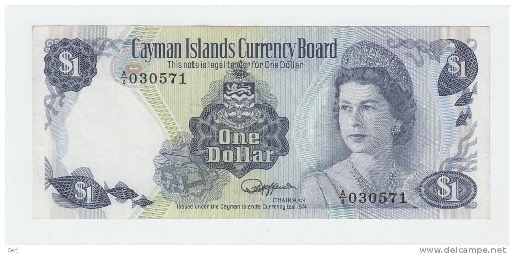 CAYMAN ISLANDS 1 Dollar 1974 VF++ P 5a 5 A (A/4) - Islas Caimán