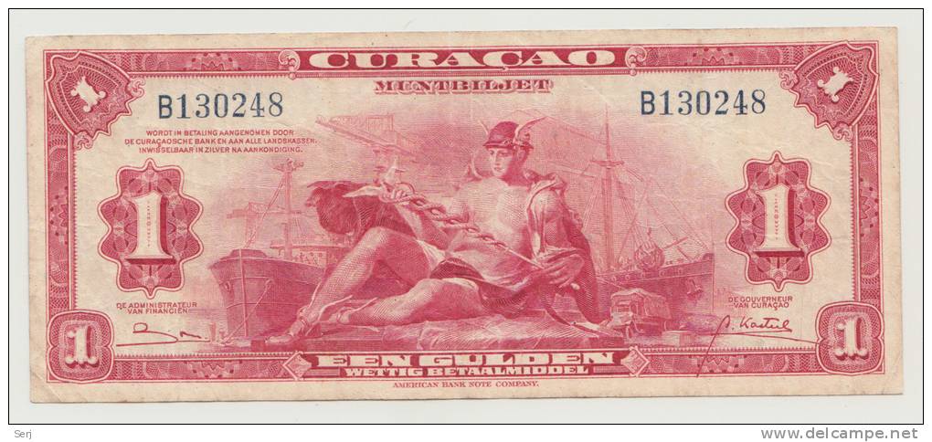 CURACAO 1 GULDEN 1947 VF++ P 35b 35 B - Netherlands Antilles (...-1986)