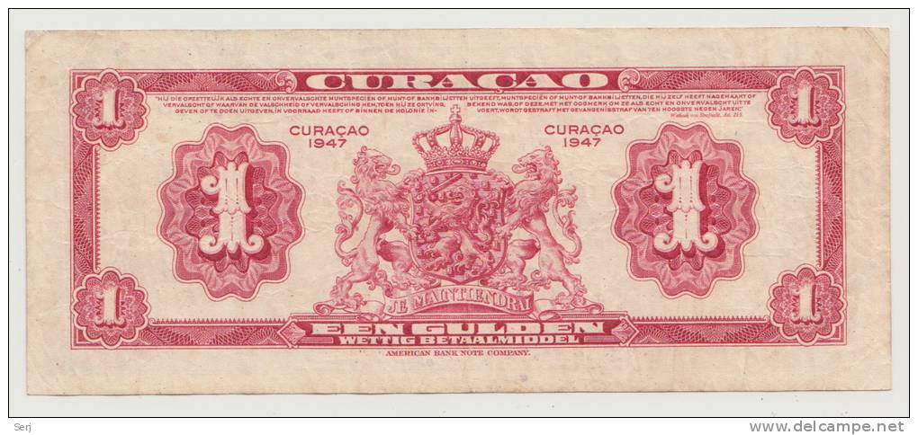 CURACAO 1 GULDEN 1947 VF++ P 35b 35 B - Niederländische Antillen (...-1986)