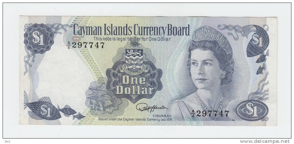 CAYMAN ISLANDS 1 Dollar 1974 VF++ P 5a 5 A (A/4) - Islas Caimán