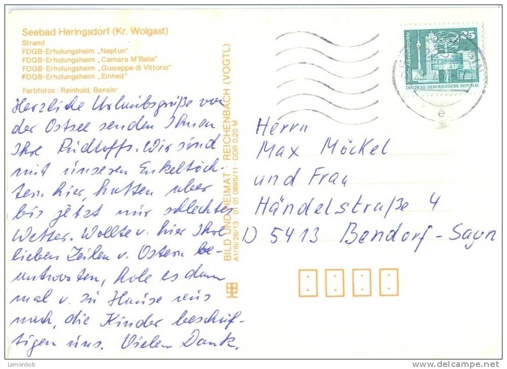 Germany. Heringsdorf, 1987 Used Postcard [P9895] - Oldenburg (Holstein)