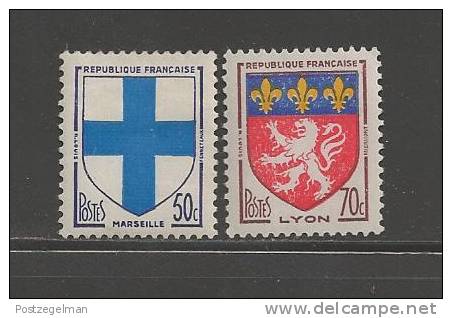 FRANCE 1958 Mint Hinged Stamp(s)  Coat Of Arms Of French Towns 2values Only Nrs. 1217=1223 - Unused Stamps