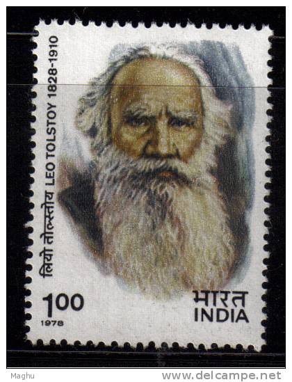 India MNH 1978,  Leo Tolstoy, Writer, Famous People From Russia, USSR, U.S.S.R., - Neufs
