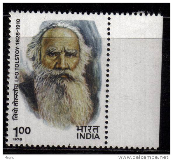 India MNH 1978,  Leo Tolstoy, Writer, Famous People From Russia, USSR, U.S.S.R., - Neufs