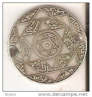 MONEDA DE PLATA DE MARRUECOS DE 5 DIRHAM DEL 1315  MUY RARA (COIN) SILVER,ARGENT. - Marruecos