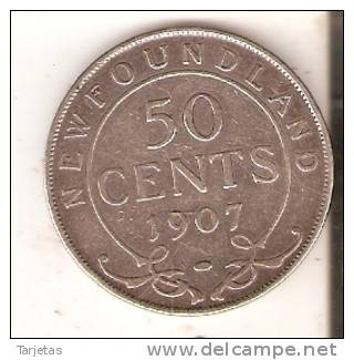 MONEDA DE PLATA DE CANADA - NEW FOUNDLAND 50 CENTS AÑO 1907 EDWARDUS VII (COIN) SILVER,ARGENT. - Canada