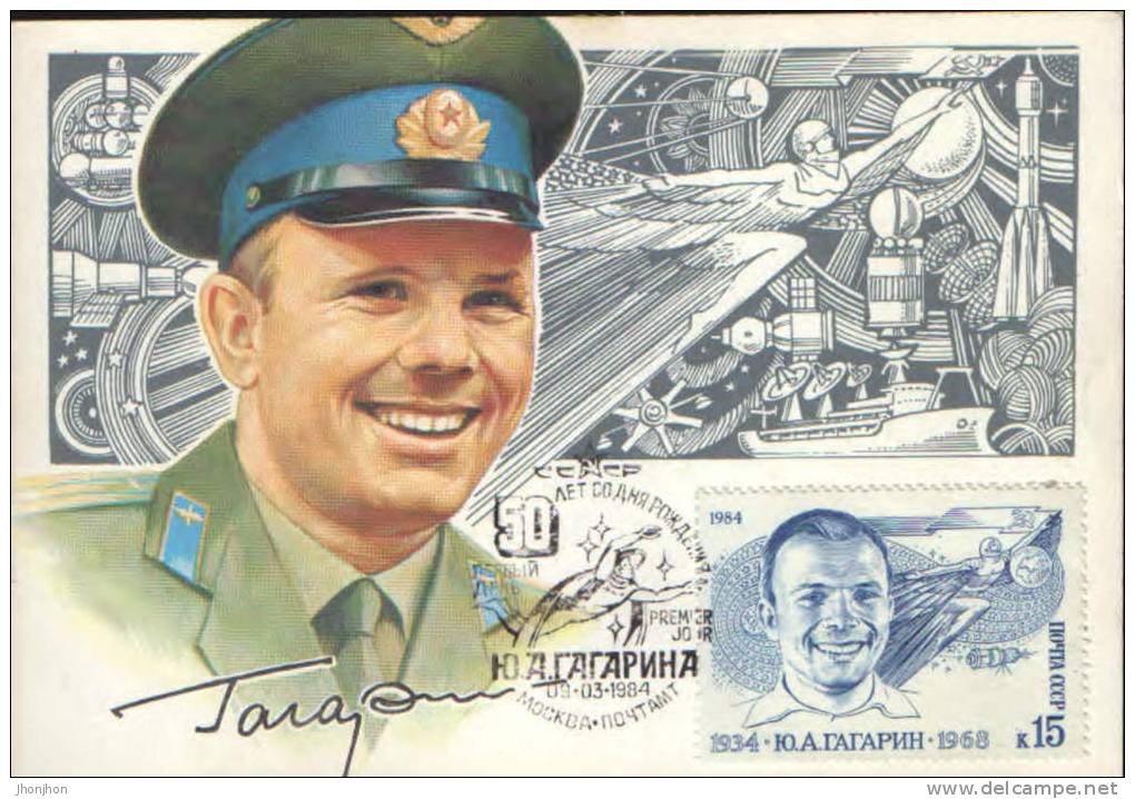 Russia-Maximum Postacrd 1984-50 Years Since The Birth Of Yuri Gagarin, First Man In Space. - UdSSR