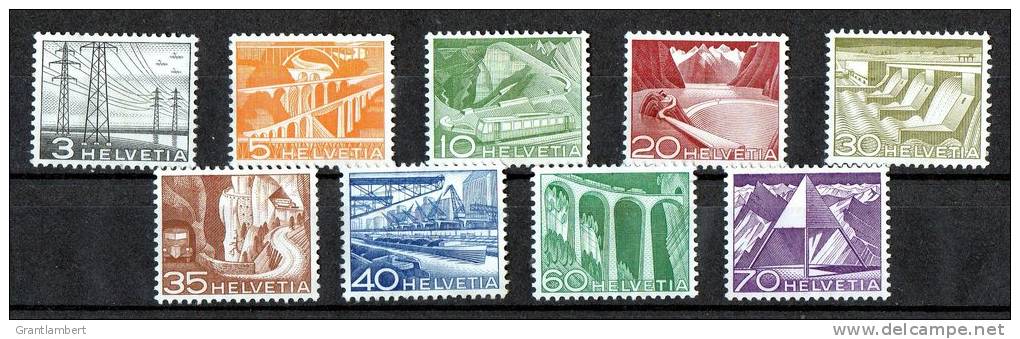 Switzerland 1949 Landscapes, 9 Values To 70c Mint No Gum  SG 510-521 Ex 513, 515, 519 - Unused Stamps
