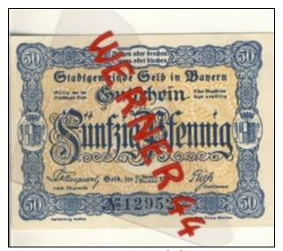 Städte Notgeldscheine - Banknoten Während Der Inflationszeit V. 1917 Selb In Bayern 50 Pfg.  "NOTGELD" (389) - Lokale Ausgaben
