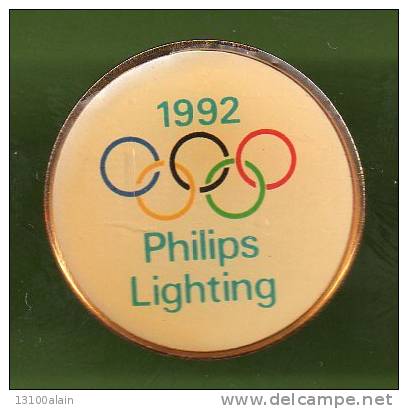 Pin´s USA Ampoule Home-cinemaTéléviseur Téléphonie PHILIPS JO ALBERTVILLE 92 Olympique 1992 Olympic Barcelona - Juegos Olímpicos