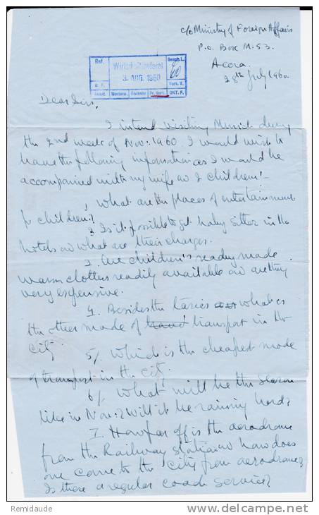 GHANA - 1960 - LETTRE AEROGRAMME De ACCRA Pour MÜNCHEN (GERMANY) - OISEAU - BIRD - Ghana (1957-...)