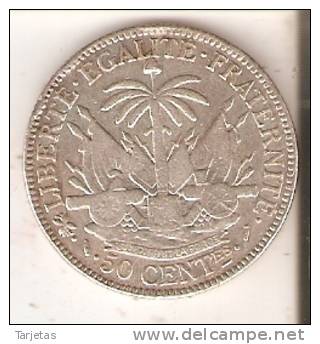 MONEDA DE PLATA DE HAITI DE 50 CENTS DEL AÑO 1883  (COIN) SILVER,ARGENT. - Haití